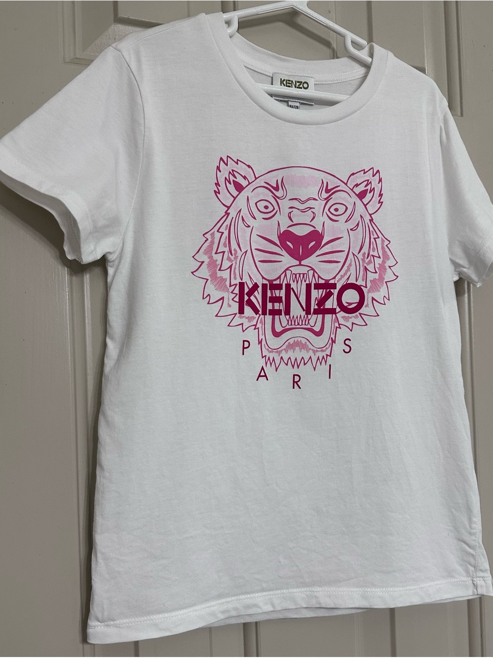 Kenzo White Tee with Pink Tiger Logo